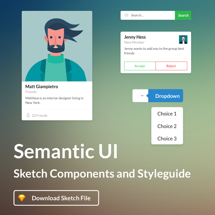 Semantic UI Sketch Styleguide